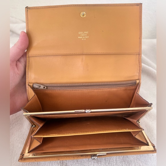 Vintage Celine Triomphe leather wallet w/ Kiss Lock - Picture 7 of 12